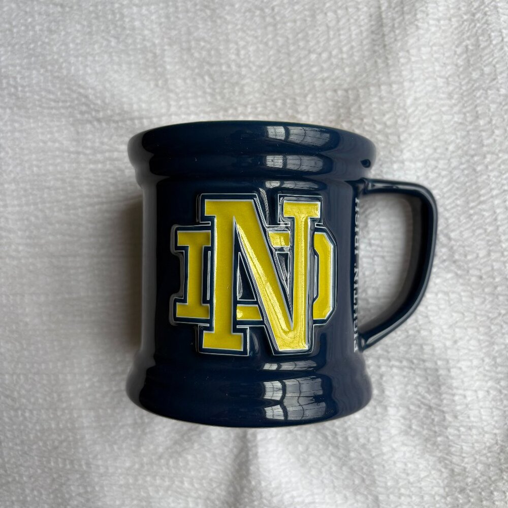 Notre Dame Fighting Irish NCAA Coffee Mug Cup 14 oz Blue & Yellow ND Souvenir
